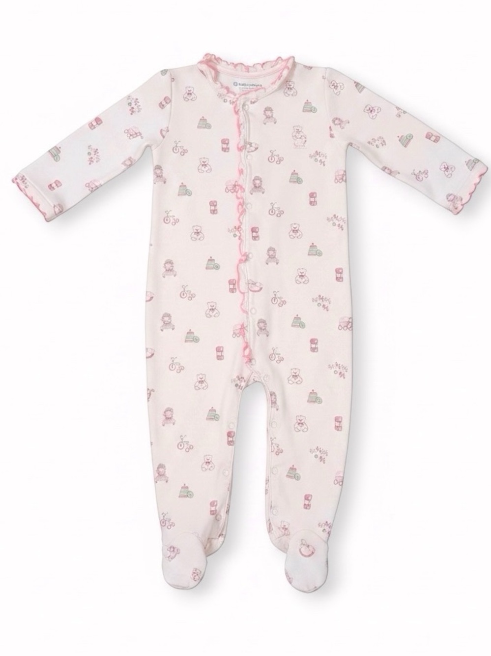 Babycottons 9M Pink Pima Cotton Vintage Toy Footie Baby Girls Sleeper Footie